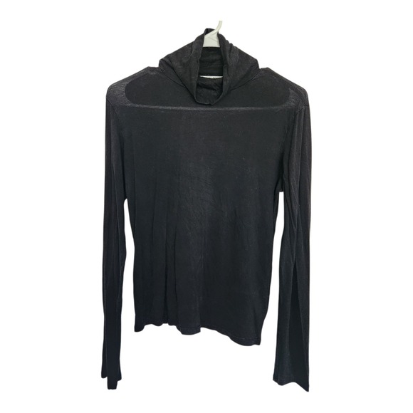 Reformation Jeans Black Turtleneck Long Sleeve Top XS Tencel Lyocell - Picture 1 of 8